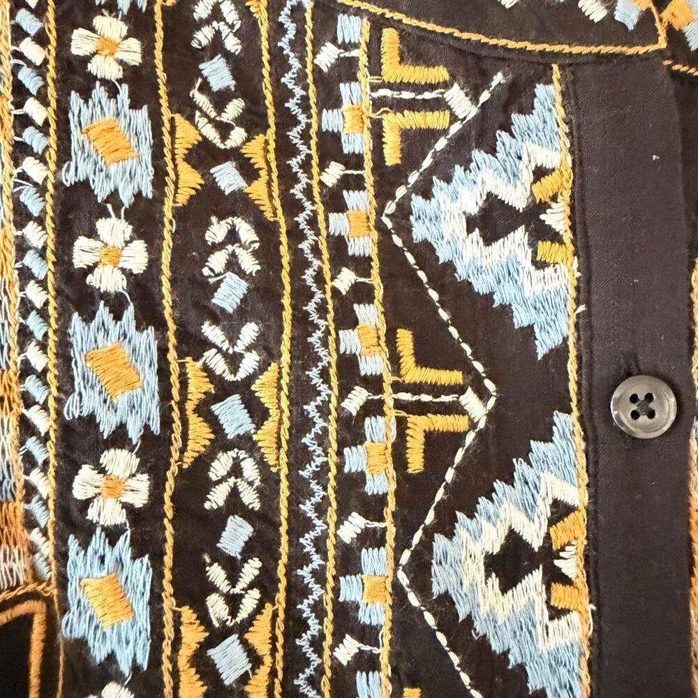 J Jill Pure Elements Embroidered Relaxed Bohemian Festival Blouse SZ XL #2627 - Picture 10 of 15